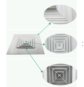 HVAC ตัวกระจายอากาศอลูมิเนียมทรงสี่เหลี่ยมใบมีดโค้งกรอบใหญ่สวยงาม - Product Image 4