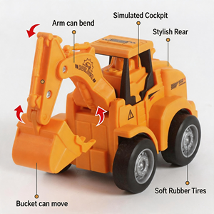 Excavatrice jouet à inertie pour enfants, sans batterie, véhicule de construction en plastique, modèle Orange Builder - Product Image 4