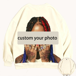 <b>Personalized</b> Oversized Print Cotton Long Sleeve Crewneck Sweatshirt Custom <b>Photo</b> Logo Customizable Fashion Women's <b>Hoodie</b> - Product Image 3