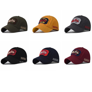 Yihaoyi rửa đau khổ retro đính thư mũ tùy chỉnh thêu vá Logo cong vành thể thao Mũ bóng chày - Product Image 6