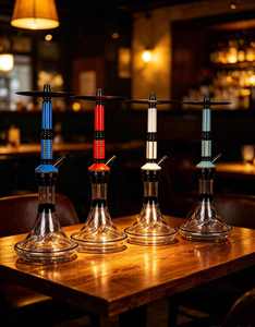 Set de Hookah Transparente con Base de Vidrio y Aluminio, Pipa de Metal para Tabaco con Bandeja para Cenador o Bar - Product Image 6