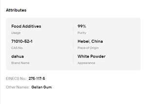 Bulk Sale 99% Gellan Gum <b>Powder</b> CAS 71010-52-1 High Low Acyl Gel Agent for Beverage Food <b>Texture</b> Regulating - Product Image 6