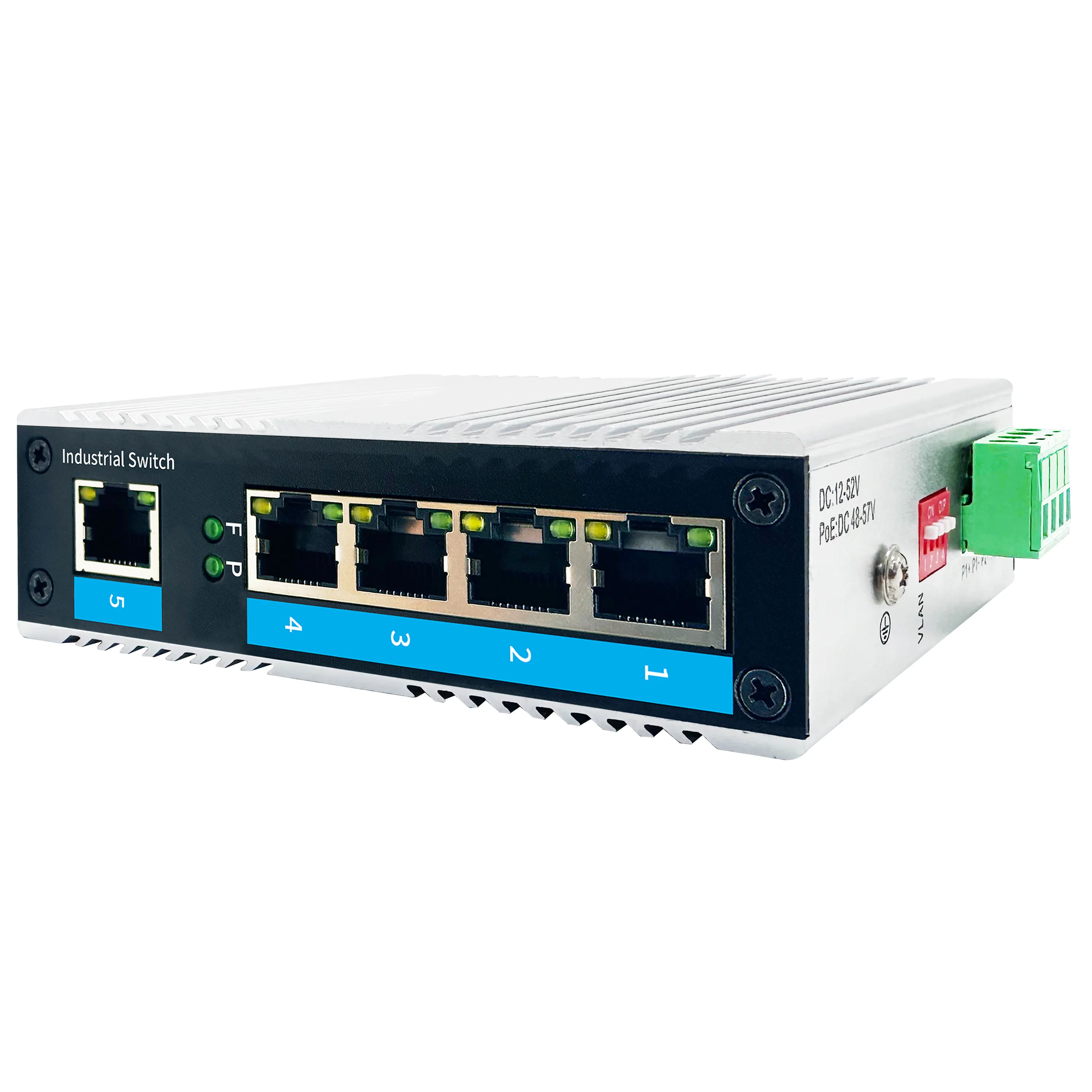 10/100m 5 Port Industrial Network Switch Industrial Ethernet unmanaged DIN Schienennetzwerkeschalter mit IP40-Schutzniveau