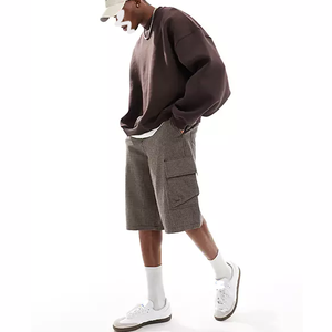 Felpe e felpe da <span class=keywords><strong>uomo</strong></span> Oversize larghe <span class=keywords><strong>girocollo</strong></span> marrone tinta unita in cotone pieno felpa da <span class=keywords><strong>uomo</strong></span> - Product Image 5