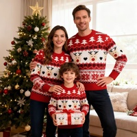 Pulls pour hommes, femmes et enfants, motifs de Noël, chemises en tricot, adaptés aux tenues de Noël