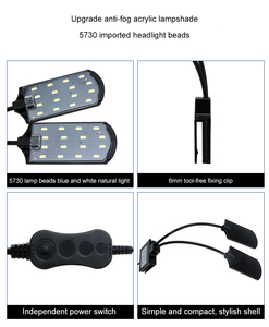 Lampe LED d'aquarium à double tête flexible, à intensité variable, spectre complet, pour la croissance des plantes, idéale pour les petits aquariums et les paysages aquatiques. - Product Image 6