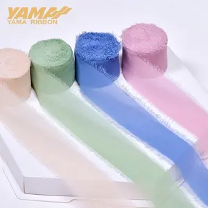 Yama 공장 빛 Flowy 38MM 폭 순수한 색깔 Handmade 프린지 시퐁 리본