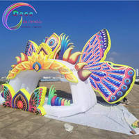 Décoration de scène gonflable pour événements, lumières LED, ailes de papillon gonflables, mur de fond, scène gonflable en forme de papillon
