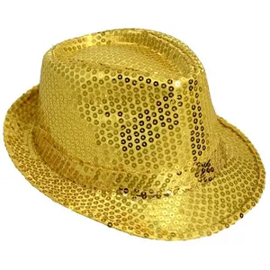 Sombrero Fedora de lentejuelas doradas para niños y adultos, divertido, MH-1341 Carnaval