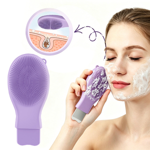 Brosse nettoyante pour le visage en silicone 2-en-1, grattoir en acier inoxydable pour éliminer les points noirs, nettoyeur de pores en profondeur, utilisation domestique, écologique - Product Image 1