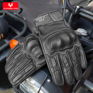 Gants de <span class=keywords><strong>moto</strong></span> vintage à écran tactile en cuir véritable, gants de course sur route rétro pour hommes, équipement de protection <span class=keywords><strong>homologué</strong></span> CE - Product Image 3