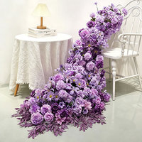 Chemin de table en fleurs artificielles, design cascade, centre de table hortensia, décoration pour mariage, événement de remise de diplôme, artisanat en plastique fait main