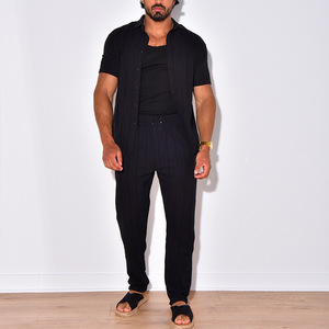 Achetez <span class=keywords><strong>en</strong></span> ligne des ensembles confortables et élégants <span class=keywords><strong>pour</strong></span> hommes <span class=keywords><strong>en</strong></span> <span class=keywords><strong>lin</strong></span>, chemise à manches courtes boutonnée et <span class=keywords><strong>pantalon</strong></span>, 2 pièces - Product Image 4