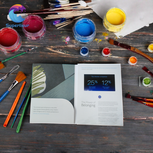 Superlieur 7.0インチLCDビデオパンフレットプレーヤーリンクされたスクリーン付きハードカバー広告パンフレット紙で作られたマーケティング用 - Product Image 3