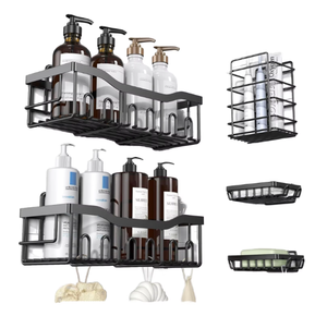 Estante de almacenamiento de hierro montado en la pared para baño familiar, carro de pie de Metal con estante para platos, jabonera para organización doméstica - Product Image 1