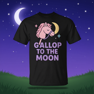 Hobby Horse Gallop To The Moon T-Shirt noir pour adulte unisexe - Product Image 3