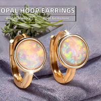 Prix direct usine, boucles d'oreilles créoles en laiton opale de feu blanche avec logo personnalisé, plaqué or vintage, boucle d'oreille tendance pour femme, mariage
