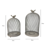 Cloche en fil métallique légère et écologique, style vintage rustique, pour décoration de jardin, centre de table de mariage et maison, avec motif cage à oiseaux et maille antique