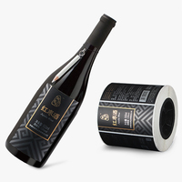 Etiqueta Adhesiva Personalizada al por Mayor, Impresión de Marca Privada, Etiqueta de Vinilo de PVC Impermeable en Rollo para Botellas de Vidrio, para Vodka, Whisky, Vino
