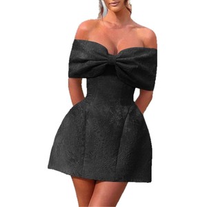 Venta al por mayor de las mujeres de verano del partido vestido de noche de Color sólido Sexy sin espalda pajarita vestido de tubo - Product Image 3