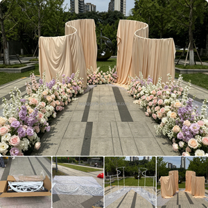 Decoración Artística para Bodas LEDA de Estilo Moderno con Tela Beige y Marco Metálico Ondulado - Product Image 5