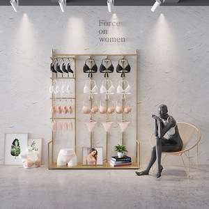 Estante de exhibición de sujetador dorado de pie, estante multicapa de Metal para ropa interior, muebles de sala de exposición para accesorio de tienda de lencería - Product Image 3