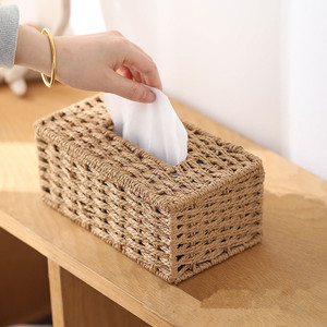 Großhandel Kreative Wohnzimmer-Teebox Gewebte Taschentuchbox im Dorfleben-Design Langlebige Rechteckform für Wohnzimmer, Auto, Büro - Product Image 1