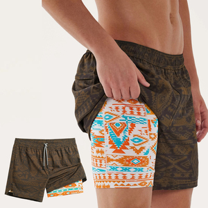 Pantalones Cortos Deportivos para Hombre con Cintura Elástica, Logotipo OEM 2025, Paquete de 2, Secado Rápido, Impermeables, Transpirables, 100% Poliéster, para Gimnasio - Product Image 1