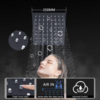Ensemble de robinetterie de douche en acier inoxydable avec affichage numérique de la température LED, vanne numérique, finition noir mat, montage mural, pommeau de douche pluie 10 pouces et douchette à main