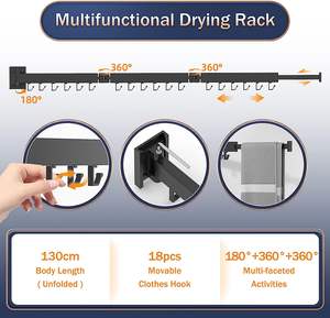 Séchoir à linge mural rétractable pliable Séchoir à linge mural pour vêtements - Product Image 5