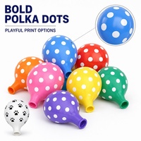 Ballon personnalisé de 12 pouces transparent orange, jaune, blanc, noir, bleu, rose, en latex imprimé, pour décoration de fête, motif patte ou pois.