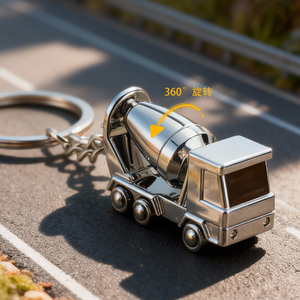Customised alloy concrete mixer truck <b>keyring</b> innovative engineering vehicle model <b>mini</b> realistic metal pendant - Product Image 6