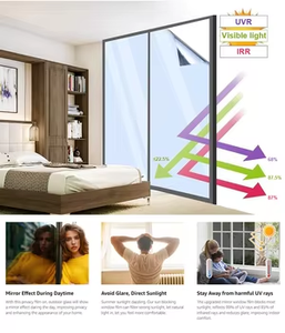 Espejo unidireccional con Control Solar de calor, bloqueo Uv, película reflectante térmica negra adhesiva estática para edificios de oficinas, ventanas de vidrio para el hogar - Product Image 4