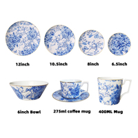 Vaisselle chinoise Vintage, assiette de chargeur de vaisselle, bordure dorée, fleur blanche et bleue, assiettes de luxe en céramique, ensemble pour mariage