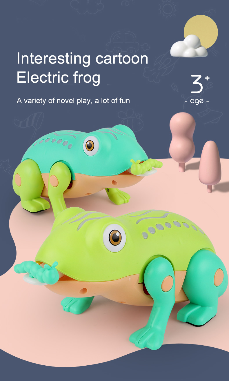 Electric Walking Jumping Frog Toy with Light & Sound, Insect