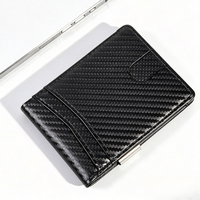 Portefeuille fin et portable en microfibre avec fenêtre pour permis de conduire, plusieurs emplacements pour cartes et pince à billets pour hommes d'affaires