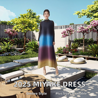 Robe midi plissée dégradée 2025, style Miyake, taille empire, extensible, grande taille, décontractée, pour le printemps et l'été