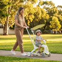 Trottinette pour tout-petits 8 en 1 avec auvent pare-soleil et poignée de poussée, trottinette pliable pour bébé, pour enfants de 1 à 6 ans