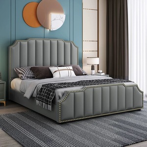 Modern Tech Fabric Up-Holstered <strong>Bed</strong> <strong>Set</strong> High Quality Double Stylish Bedroom Furniture <strong>for</strong> <strong>Full</strong> &amp; King Size with Frame - Product Image 1