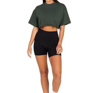 T-shirt de sport en coton pour femme, imprimé, manches courtes, danse, athlétique, yoga, haut court ample, style décontracté, tricoté compressé - Product Image 2