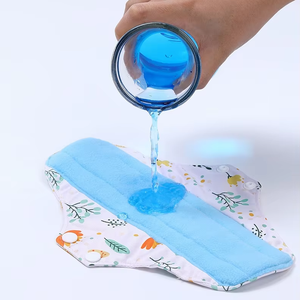 Almohadillas de tela orgánica reutilizables lavables para mujer, 5 unidades/juego, con bolsa húmeda, forro polar, almohadillas sanitarias para traje - Product Image 4
