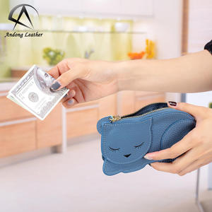 Porte-monnaie mignon Andong en cuir de vache véritable, porte-clés, mini porte-monnaie, portefeuille court à fermeture éclair pour femme - Product Image 5