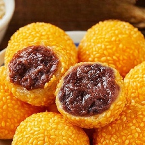 Boules de riz glutineux glacé au sésame, garniture aux haricots rouges, vente en gros, dessert asiatique, collation pour la restauration - Product Image 6