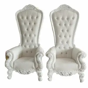 King Throne Chairs High Back Silver Royal Luxury Chairs For Groom And Bride High Grade Hotel Furniture