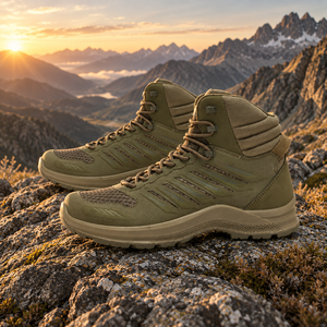 Vente en gros de bottes tactiques mi-hautes pour hommes chaussures de plein air imperméables confortables personnalisées avec nubuck artificiel pour les activités de plein air - Product Image 3
