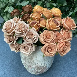 Tunggal Simulasi Multi Kepala Rose Bundel Dekorasi Pernikahan Bunga Buatan Properti Pengaturan Fotografi Bunga Buatan