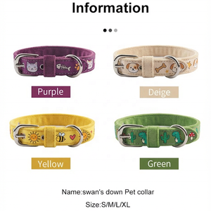 <span class=keywords><strong>Collar</strong></span> de Terciopelo para Perro con Estampado de Dibujos Animados en Varios Colores, Venta al por Mayor, Tacto Suave, Hebilla de Metal, Anillo en D para Colgar la Correa - Product Image 4