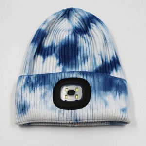 New Design 2026 Winter Outdoor Night Running Beanie <b>Tie</b> Dyed Thick Beanie with LED Lights - Product Image 5