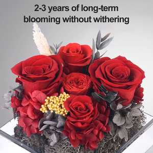 Cubos de Almacenamiento Cuadrados Pequeños de Acrílico Personalizados Contenedor Transparente para Dulces Organizador de Regalos con Tapa Caja de Acrílico Transparente para Exhibir Rosas Eternas - Product Image 2