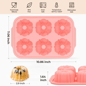 MUYULINS Factory Beige 6-Cup LFGB Non-Stick BPA Free Metal Reinforced Frame Large <b>Silicone</b> Cupcake Pan American Muffin Tray - Product Image 5